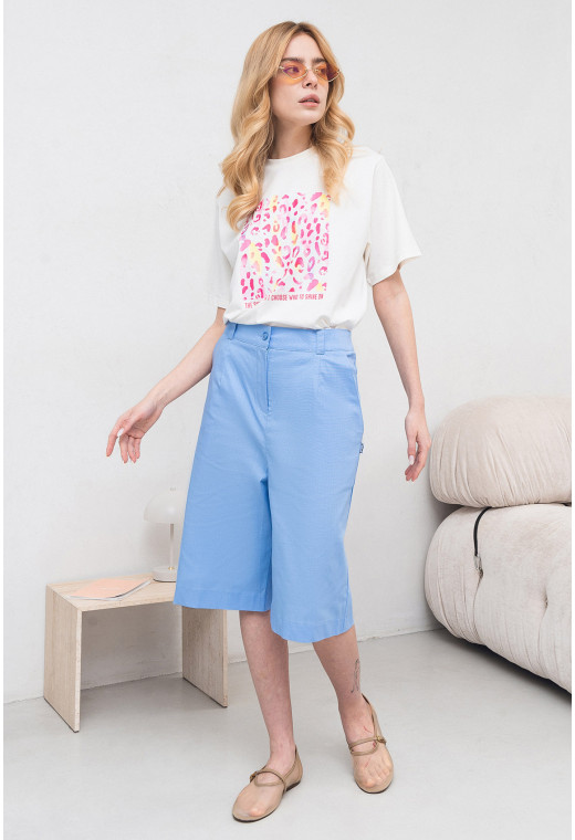 Блакитні подовжені лляні шорти — 816875. Maritel. Зображення 1 Блакитні подовжені лляні шорти — 816875. Maritel. Зображення 1