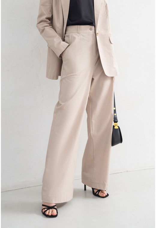Бежеві лляні брюки палаццо — 248046. Maritel. Зображення 2 Бежеві лляні брюки палаццо — 248046. Maritel. Зображення 2