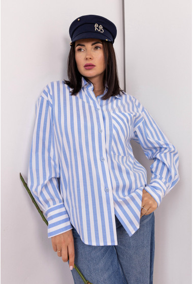 Белая рубашка котон в полоску. Maritel. Изображенние 11