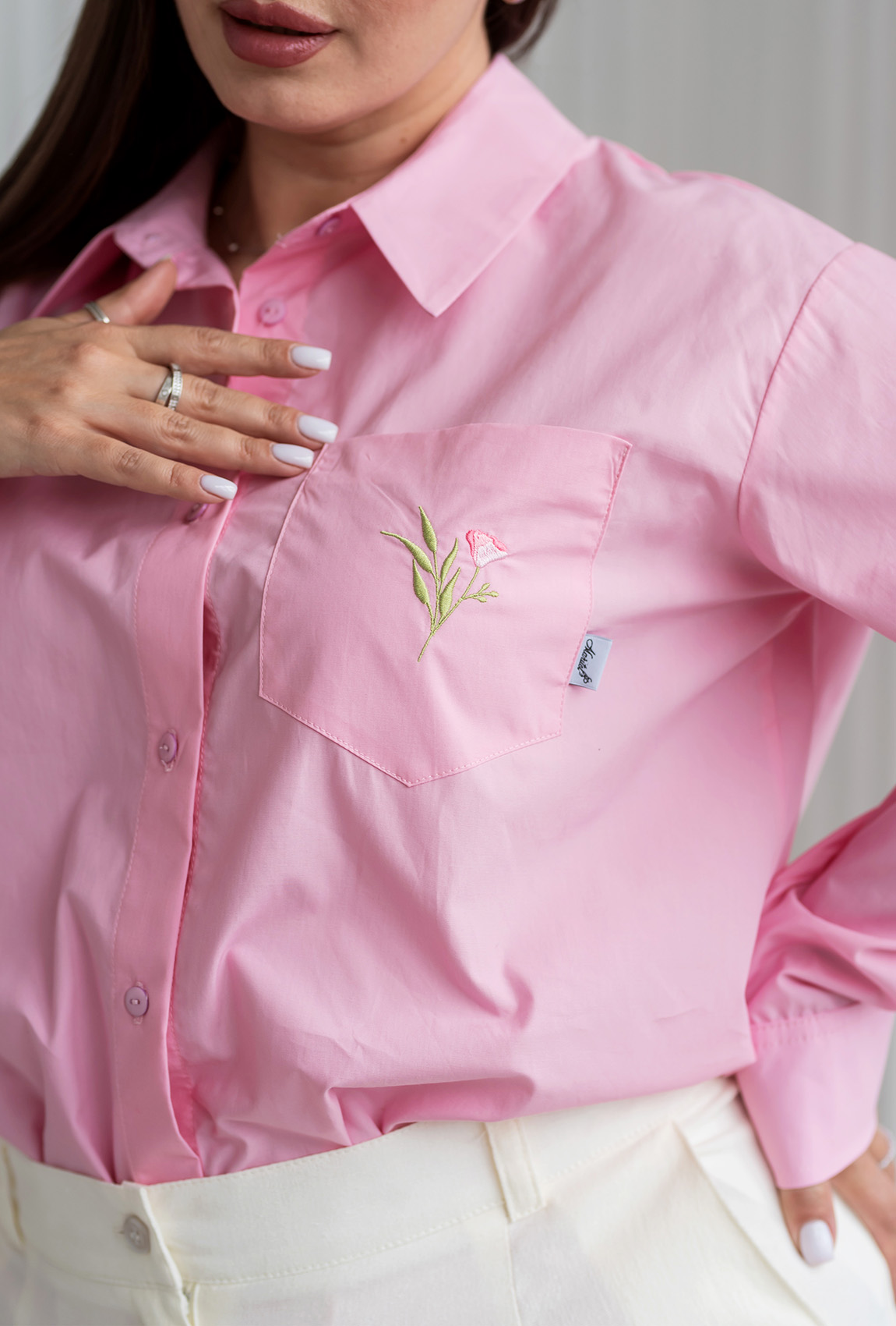Рожева сорочка котон з вишивкою —  941800. Maritel. Зображення 2