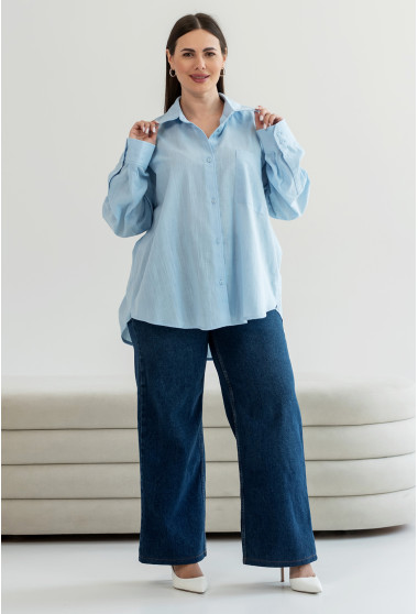 Голубая льняная рубашка. Maritel. Изображенние 8
