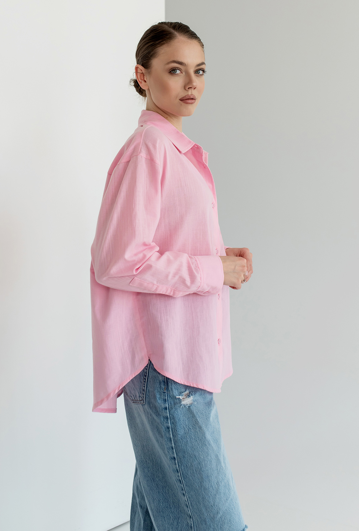 Розовая льняная рубашка — 585129. Maritel. Изображенние 1 Розовая льняная рубашка — 585129. Maritel. Изображенние 1