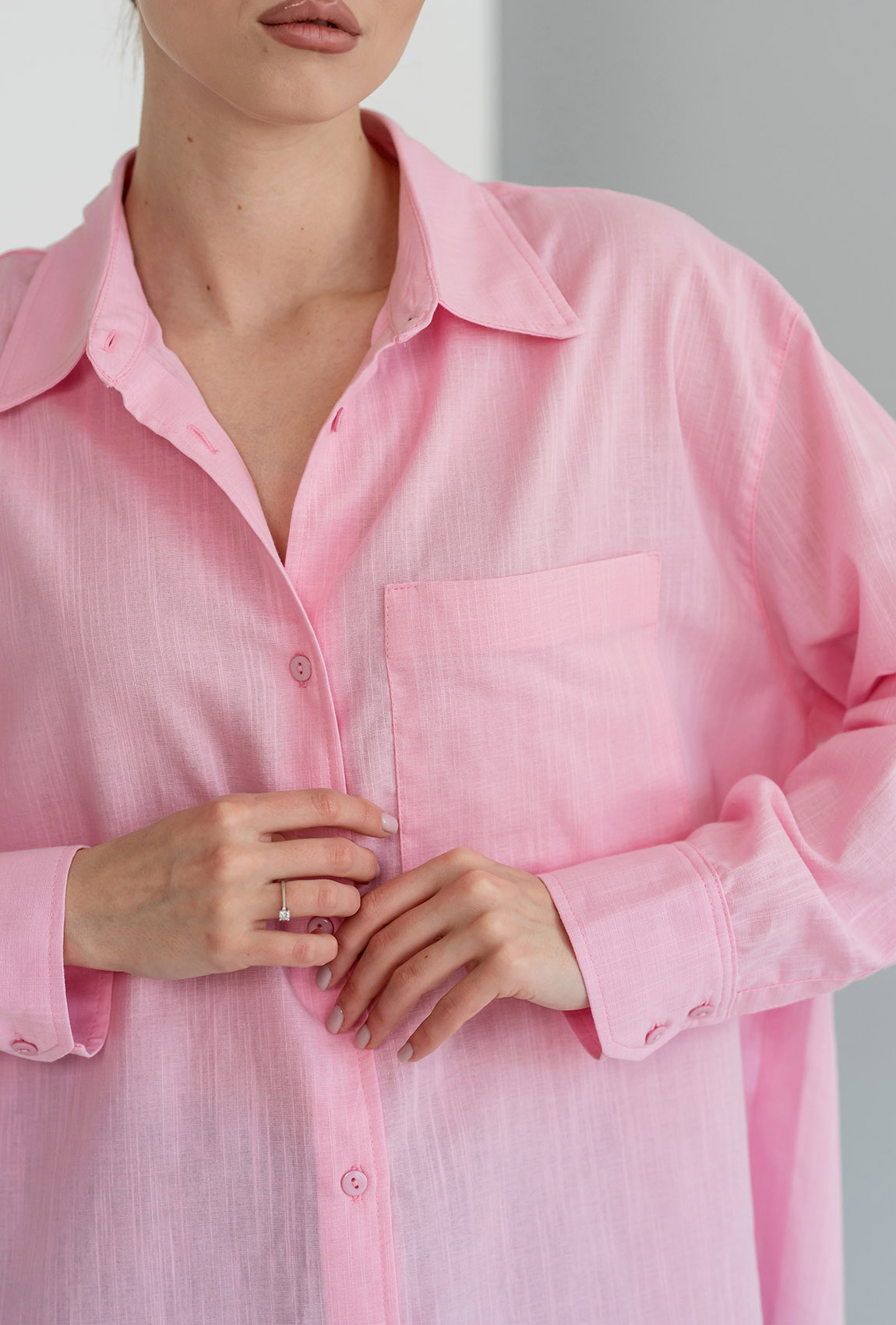 Розовая льняная рубашка — 585129. Maritel. Изображенние 3 Розовая льняная рубашка — 585129. Maritel. Изображенние 3