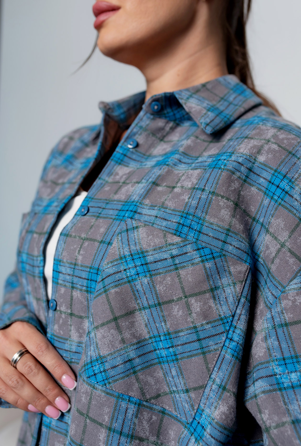 Голубая рубашка в клетку — 742025. Maritel. Изображенние 4 Голубая рубашка в клетку — 742025. Maritel. Изображенние 4