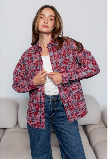 Сорочка в клітинку бордо. Maritel. Зображення 8