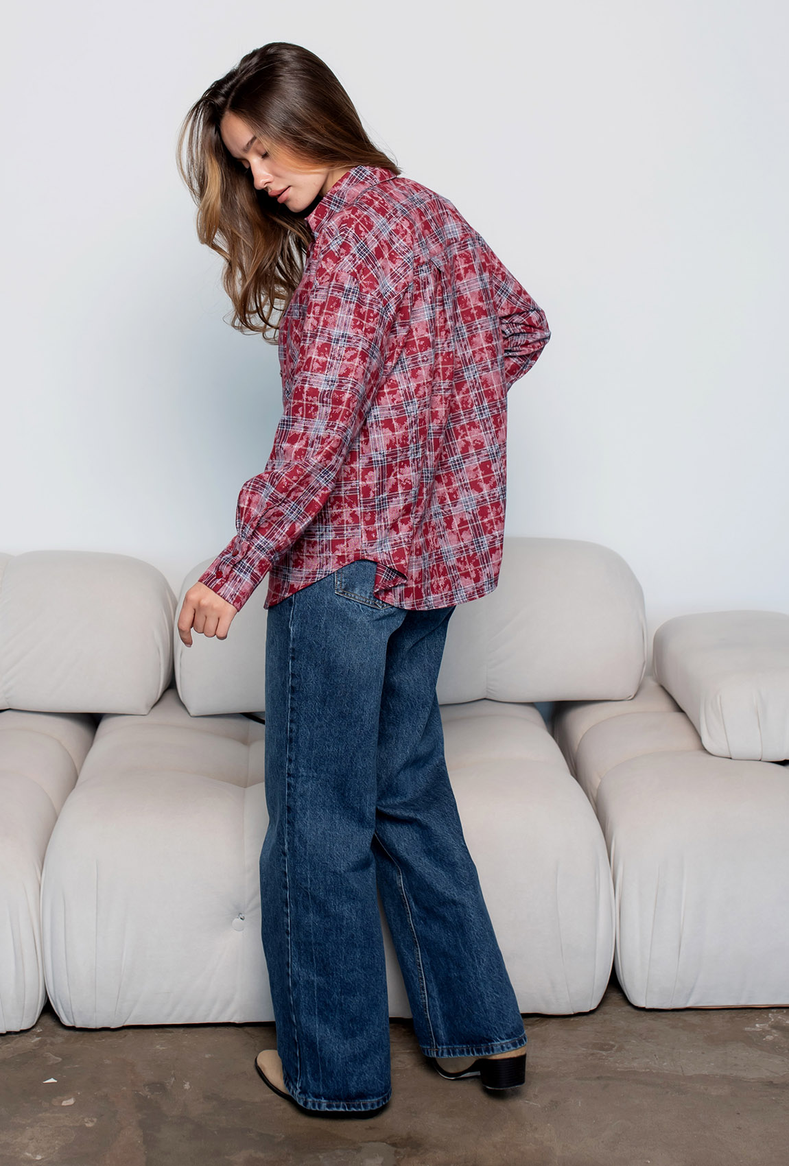 Рубашка в клетку бордо — 249110. Maritel. Изображенние 5 Рубашка в клетку бордо — 249110. Maritel. Изображенние 5