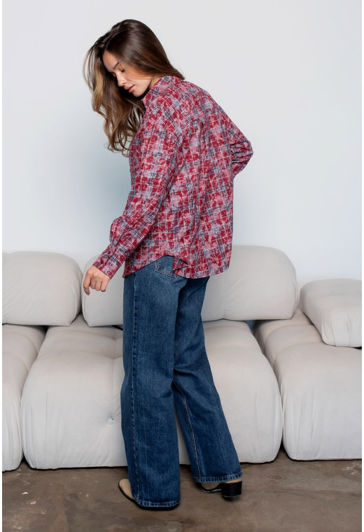 Рубашка в клетку бордо — 249110. Maritel. Изображенние 5 Рубашка в клетку бордо — 249110. Maritel. Изображенние 5