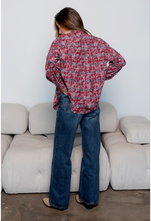 Рубашка в клетку бордо — 249110. Maritel. Изображенние 1 Рубашка в клетку бордо — 249110. Maritel. Изображенние 1