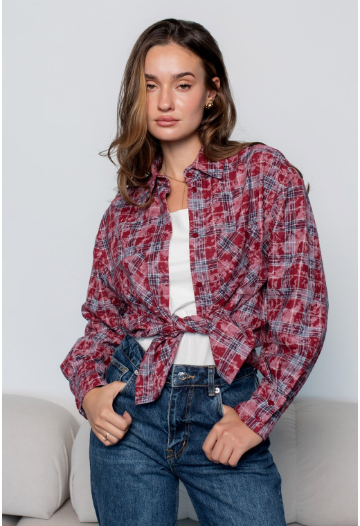 Рубашка в клетку бордо — 249110. Maritel. Изображенние 2 Рубашка в клетку бордо — 249110. Maritel. Изображенние 2