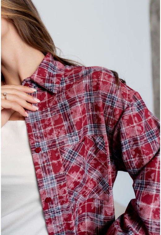 Рубашка в клетку бордо — 249110. Maritel. Изображенние 3 Рубашка в клетку бордо — 249110. Maritel. Изображенние 3