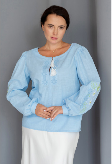 Голубая вышиванка цветок. Maritel. Изображенние 11