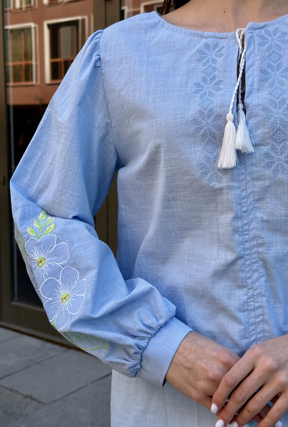 Блакитна вишиванка квітка. Maritel. Зображення 3