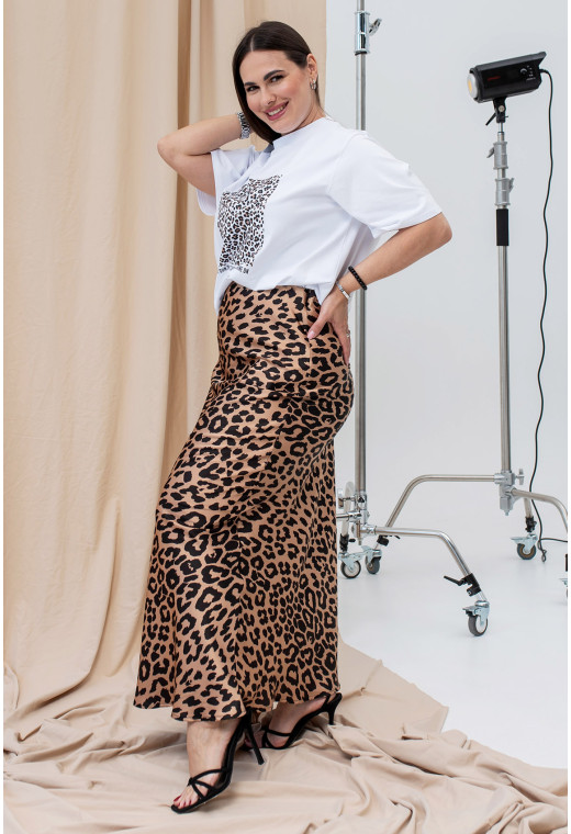 Леопардова шовкова спідниця — 190581. Maritel. Зображення 1 Леопардова шовкова спідниця — 190581. Maritel. Зображення 1
