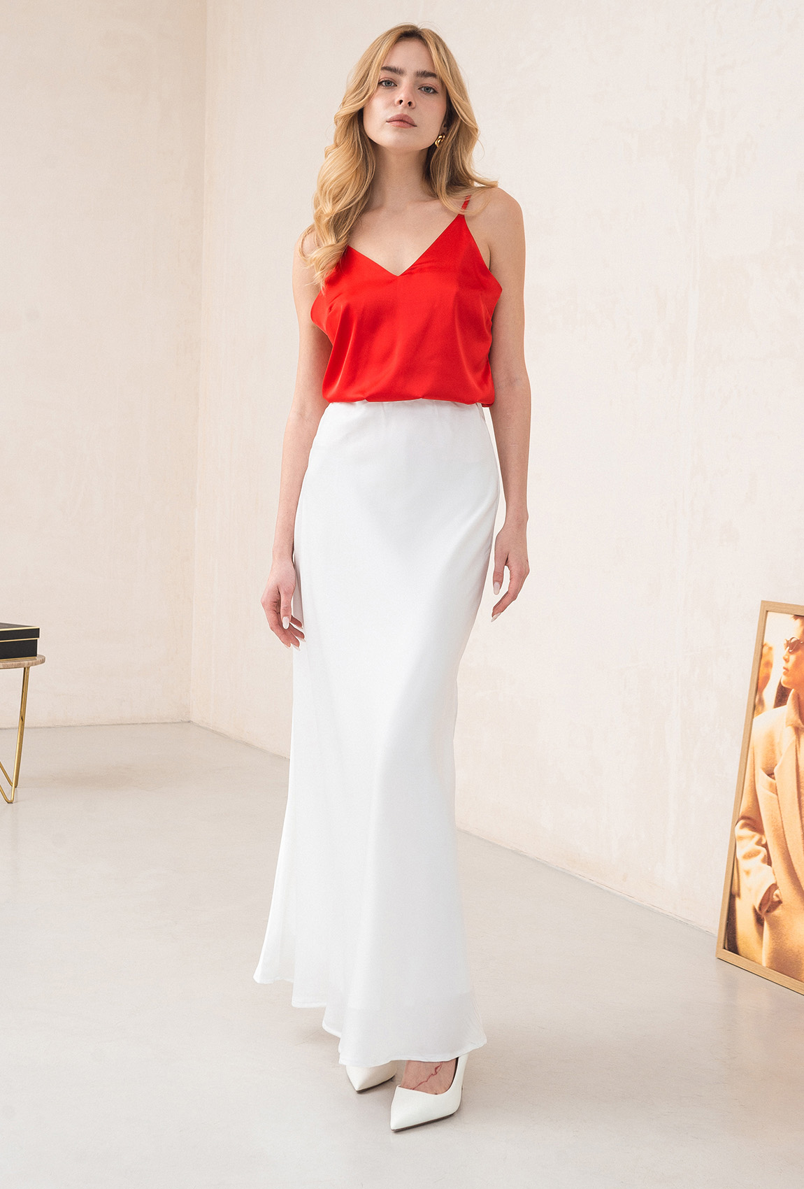 Молочная юбка шелк макси — 769850. Maritel Молочная юбка шелк макси — 769850. Maritel