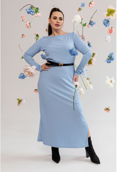 Блакитна сукня в рубчик довгий рукав. Maritel. Зображення 9