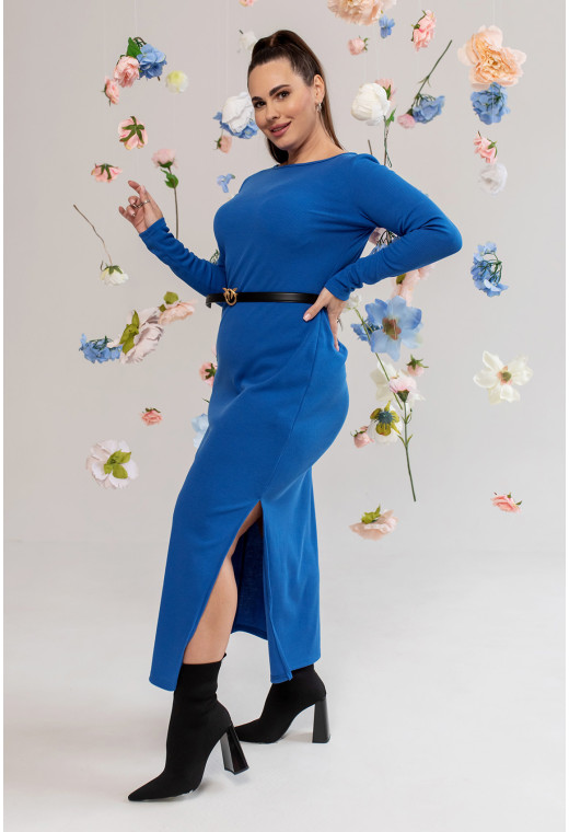 Платье в рубчик с длинным рукавом электрик — 819398. Maritel. Изображенние 1 Платье в рубчик с длинным рукавом электрик — 819398. Maritel. Изображенние 1