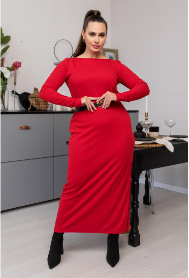 Червона сукня в рубчик з довгим рукавом. Maritel. Зображення 3