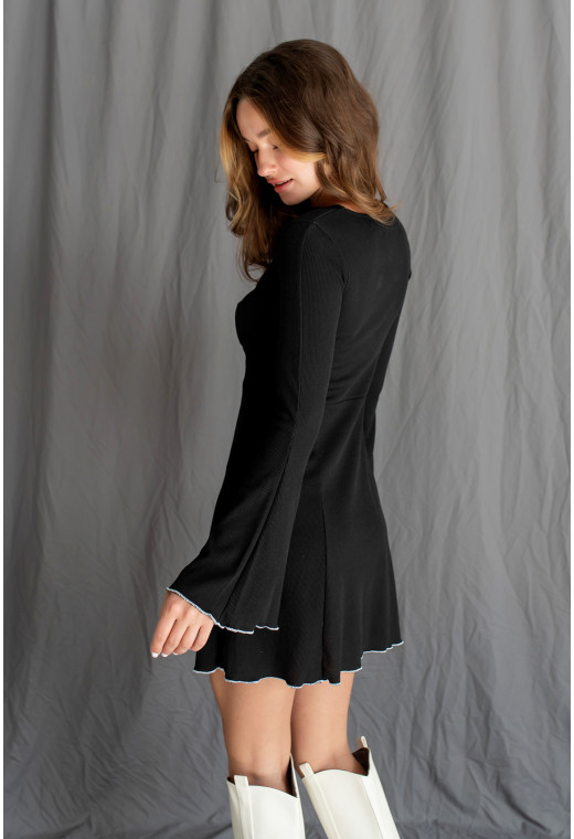 Чорна сукня рубчик з опіковкою — 798299. Maritel. Зображення 1 Чорна сукня рубчик з опіковкою — 798299. Maritel. Зображення 1