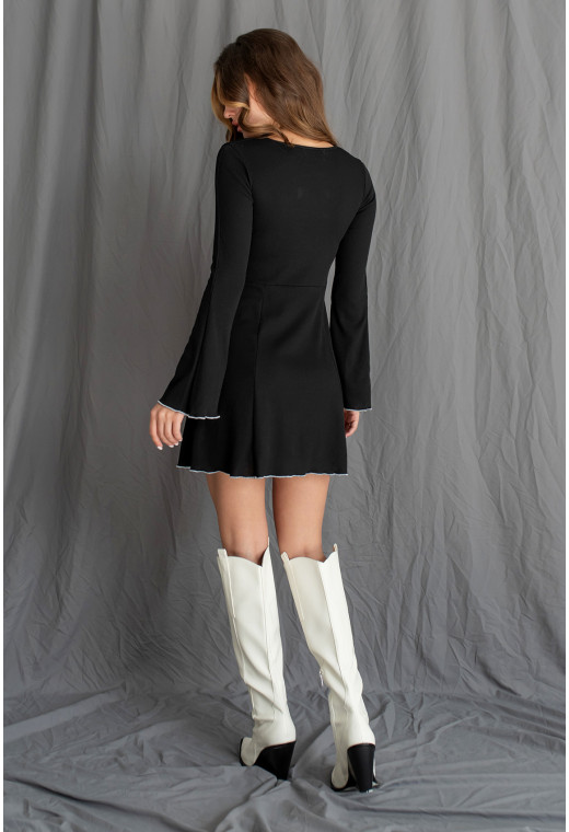 Чорна сукня рубчик з опіковкою — 798299. Maritel. Зображення 2 Чорна сукня рубчик з опіковкою — 798299. Maritel. Зображення 2