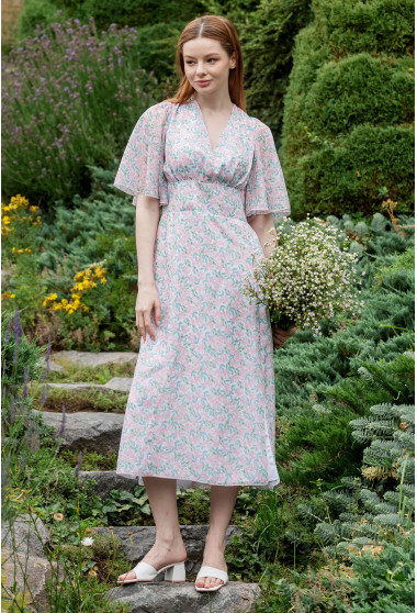 Молочное удлиненное платье шифон. Maritel. Изображенние 4