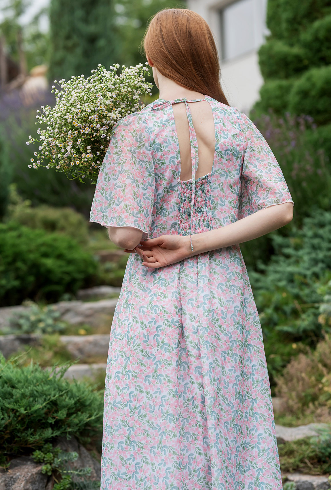 Молочное удлиненное платье шифон —  556553. Maritel. Изображенние 1