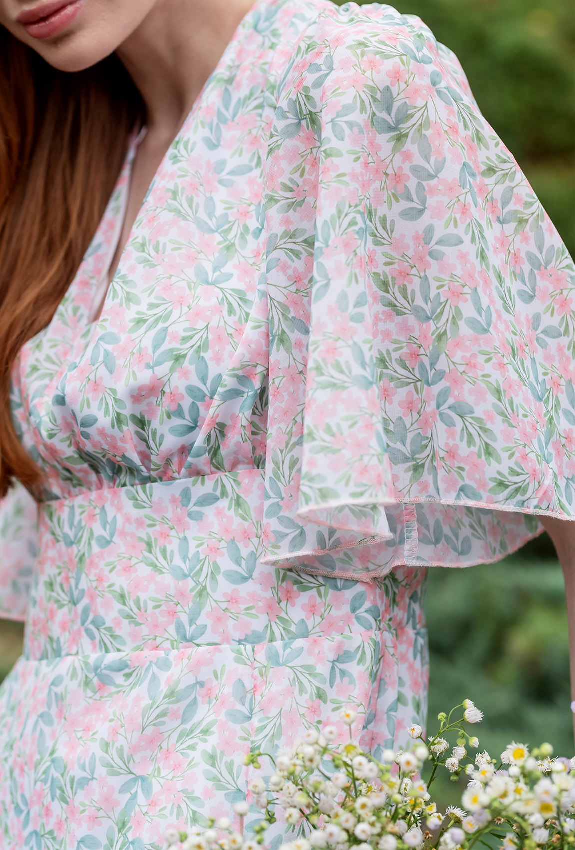 Молочное удлиненное платье шифон —  556553. Maritel. Изображенние 2