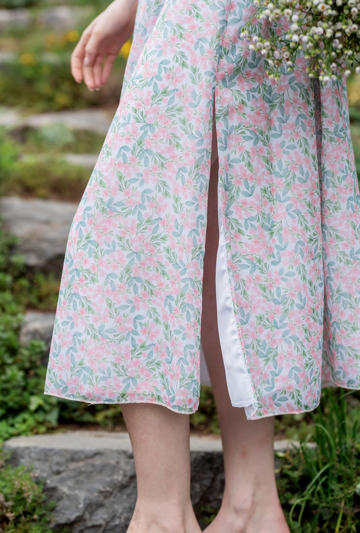 Молочное удлиненное платье шифон —  556553. Maritel. Изображенние 3