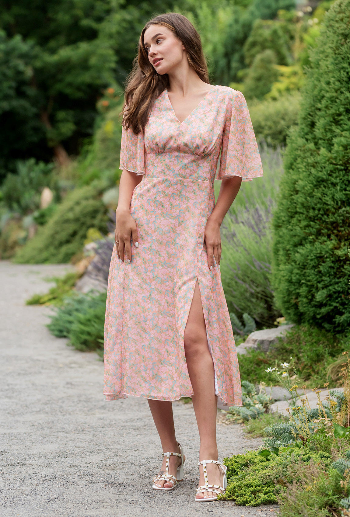 Персикова подовжена сукня шифон —  761785. Maritel