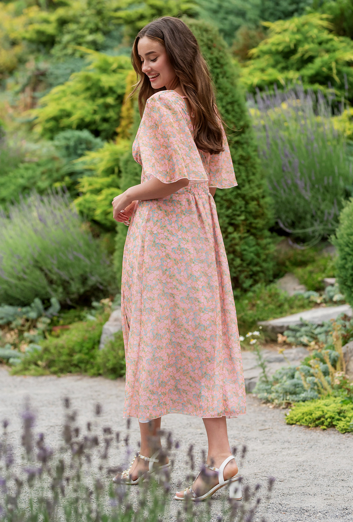 Персикова подовжена сукня шифон —  761785. Maritel. Зображення 1