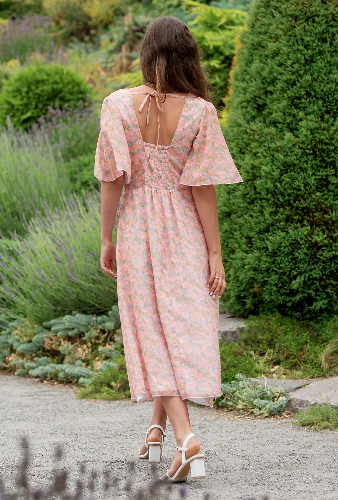 Персикова подовжена сукня шифон —  761785. Maritel. Зображення 2