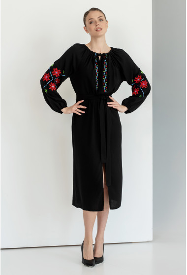 Черное платье Украина с вышивкой. Maritel. Изображенние 6