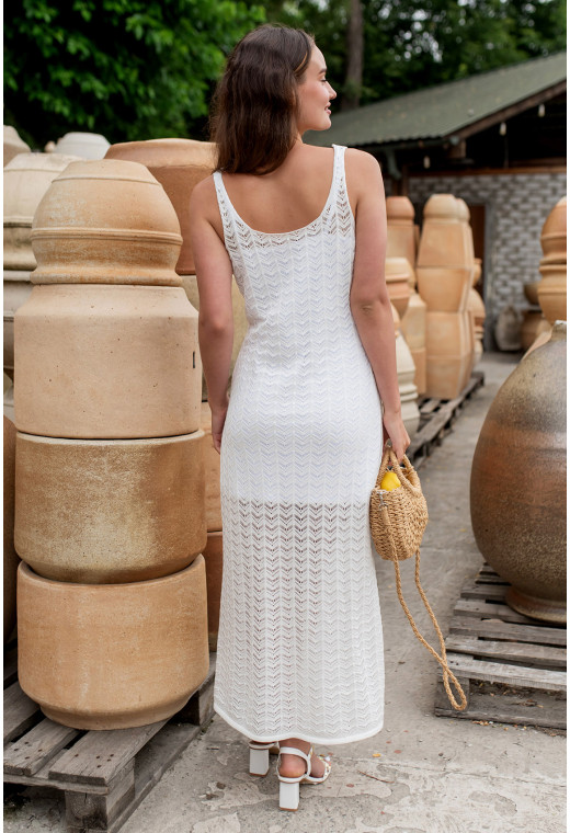 Молочна ажурна в'язана сукня — 628149. Maritel. Зображення 1 Молочна ажурна в'язана сукня — 628149. Maritel. Зображення 1