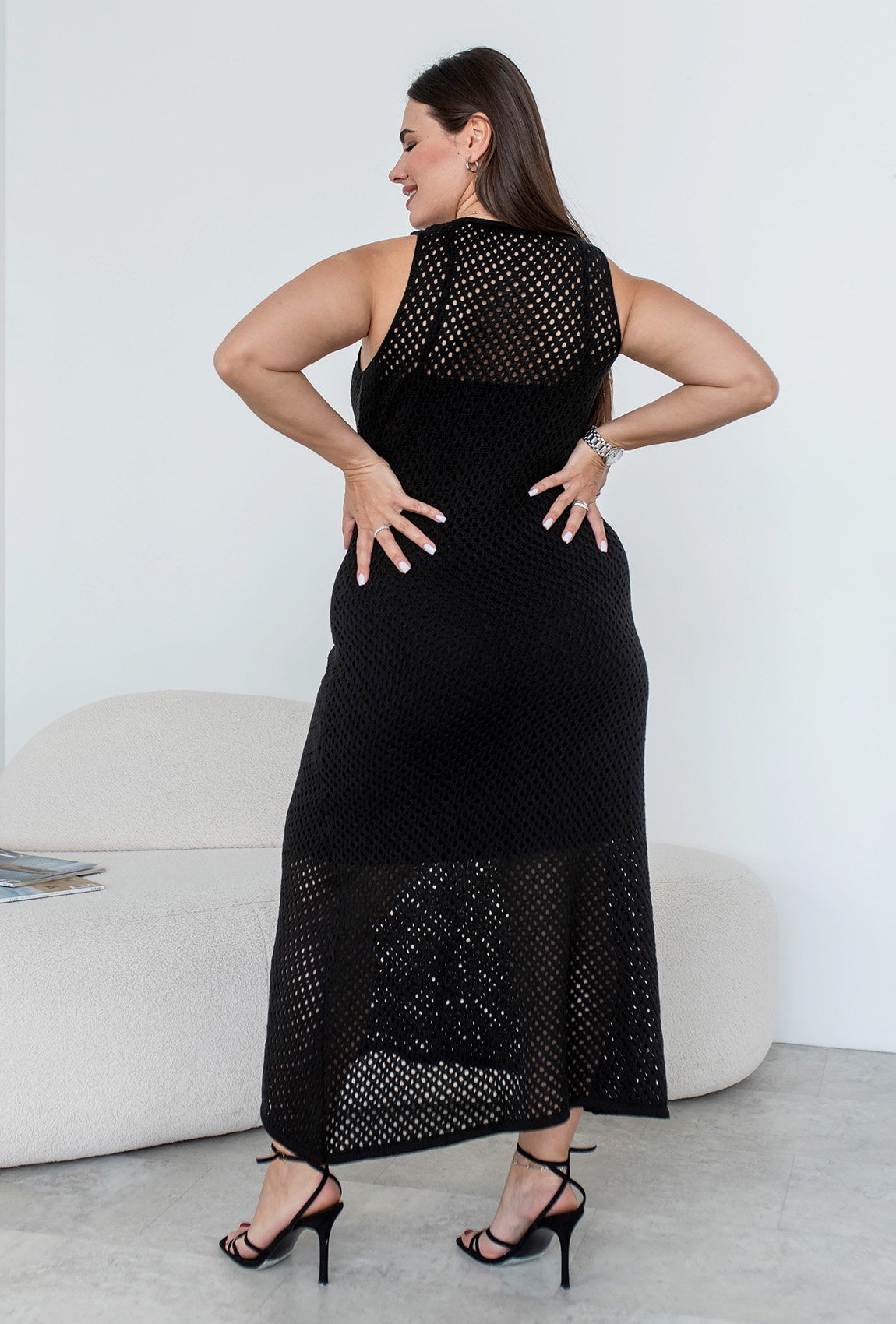 Черное платье вязаная сетка —  309440. Maritel. Изображенние 2