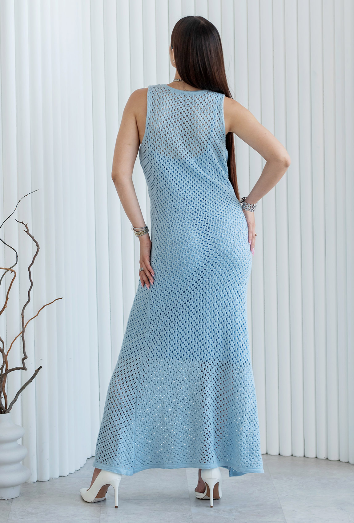 Голубое платье вязаная сетка —  970717. Maritel. Изображенние 2