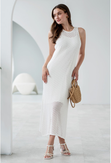 Молочное платье вязаная сетка. Maritel. Изображенние 1