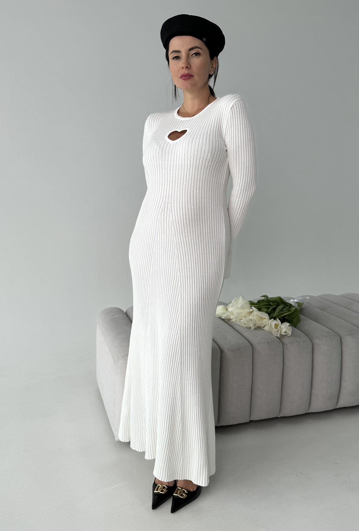 Молочна сукня в'язка з серцем —  152476. Maritel. Зображення 2