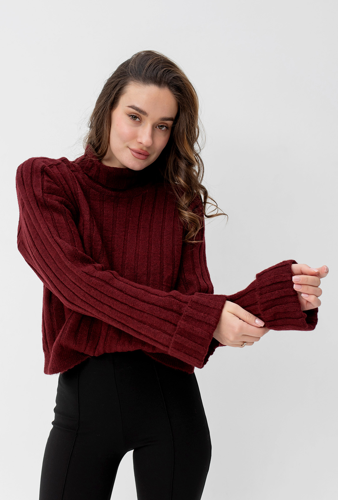 Бордовий в'язаний светр —  235997. Maritel. Зображення 3