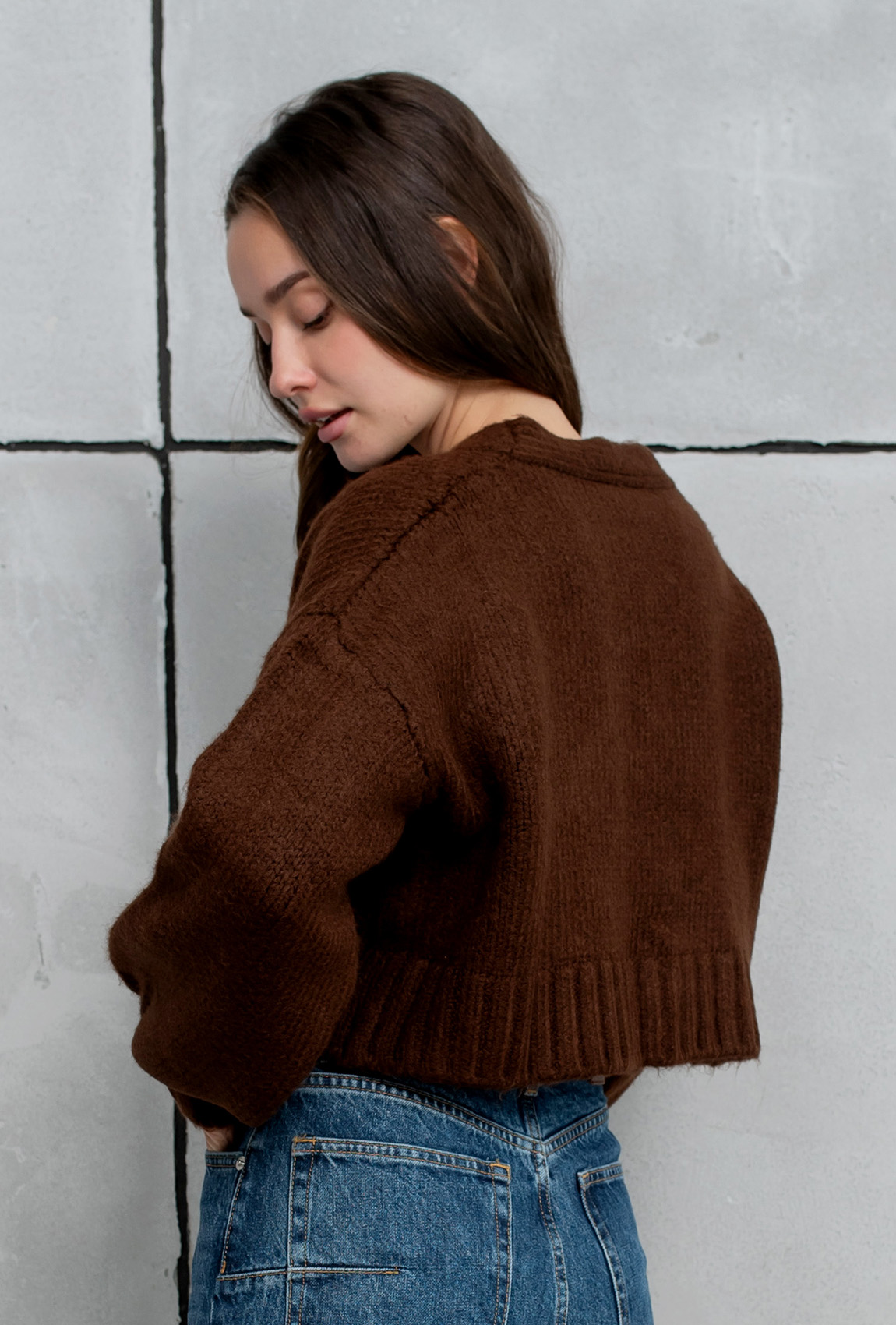 Шоколадний кардиган з квітками —  721791. Maritel. Зображення 1