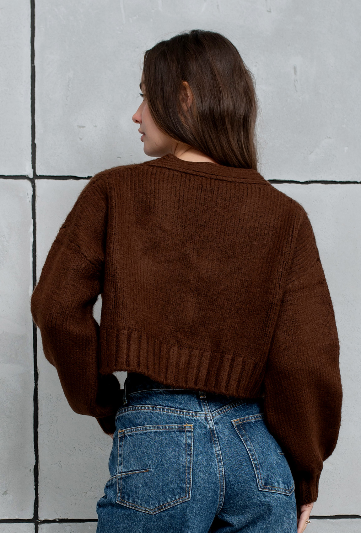 Шоколадний кардиган з квітками —  721791. Maritel. Зображення 2