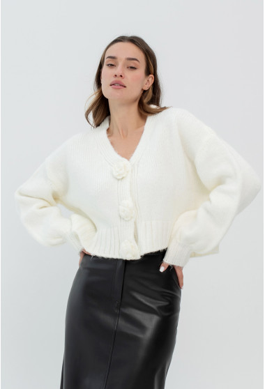 Молочний кардиган з квітками. Maritel. Зображення 12