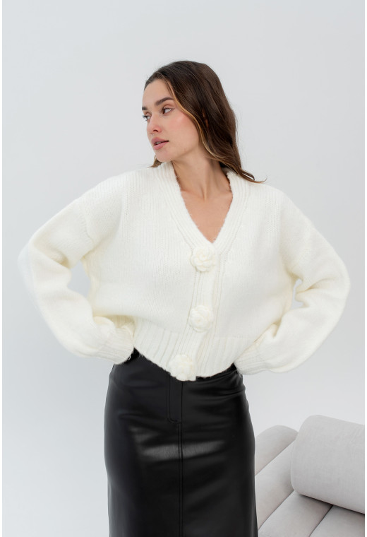 Молочний кардиган з квітками —  891121. Maritel. Зображення 3 Молочний кардиган з квітками —  891121. Maritel. Зображення 3