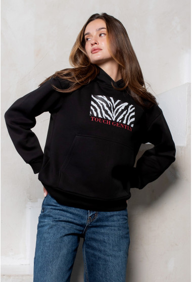 Чорний худі футер Touch gently. Maritel. Зображення 3