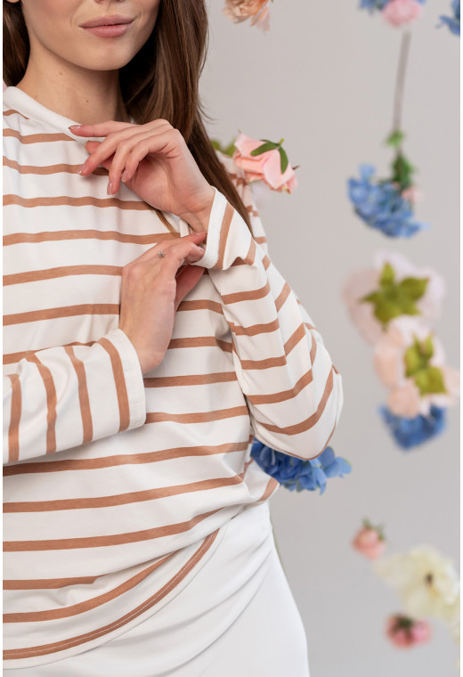 Бежева кофта в смужку — 438103. Maritel. Зображення 1 Бежева кофта в смужку — 438103. Maritel. Зображення 1