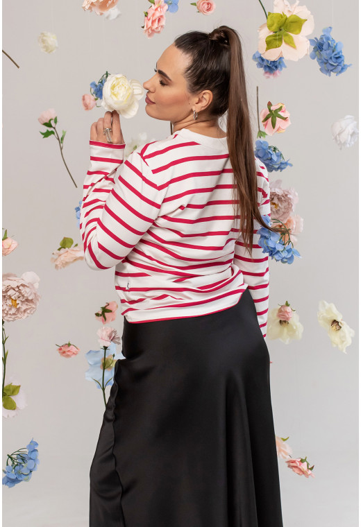 Малиновая кофта в полоску — 264640. Maritel. Изображенние 1 Малиновая кофта в полоску — 264640. Maritel. Изображенние 1