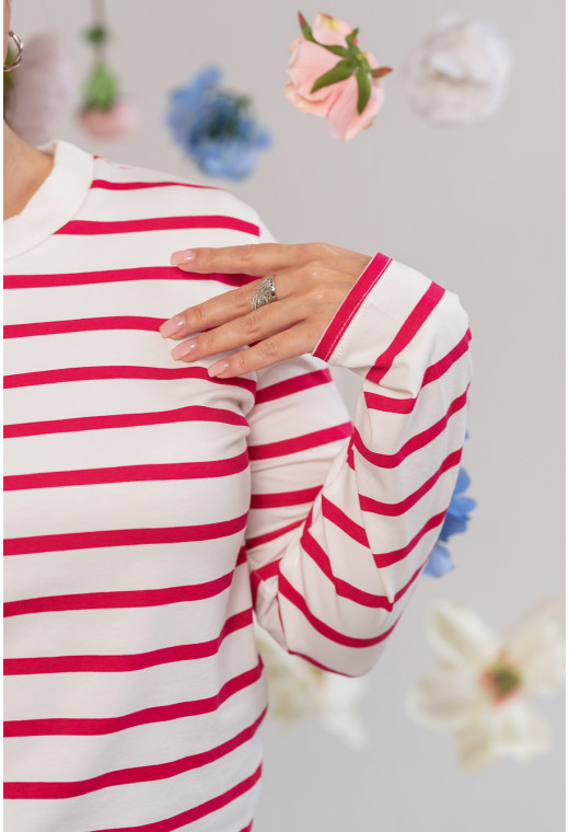 Малиновая кофта в полоску — 264640. Maritel. Изображенние 2 Малиновая кофта в полоску — 264640. Maritel. Изображенние 2