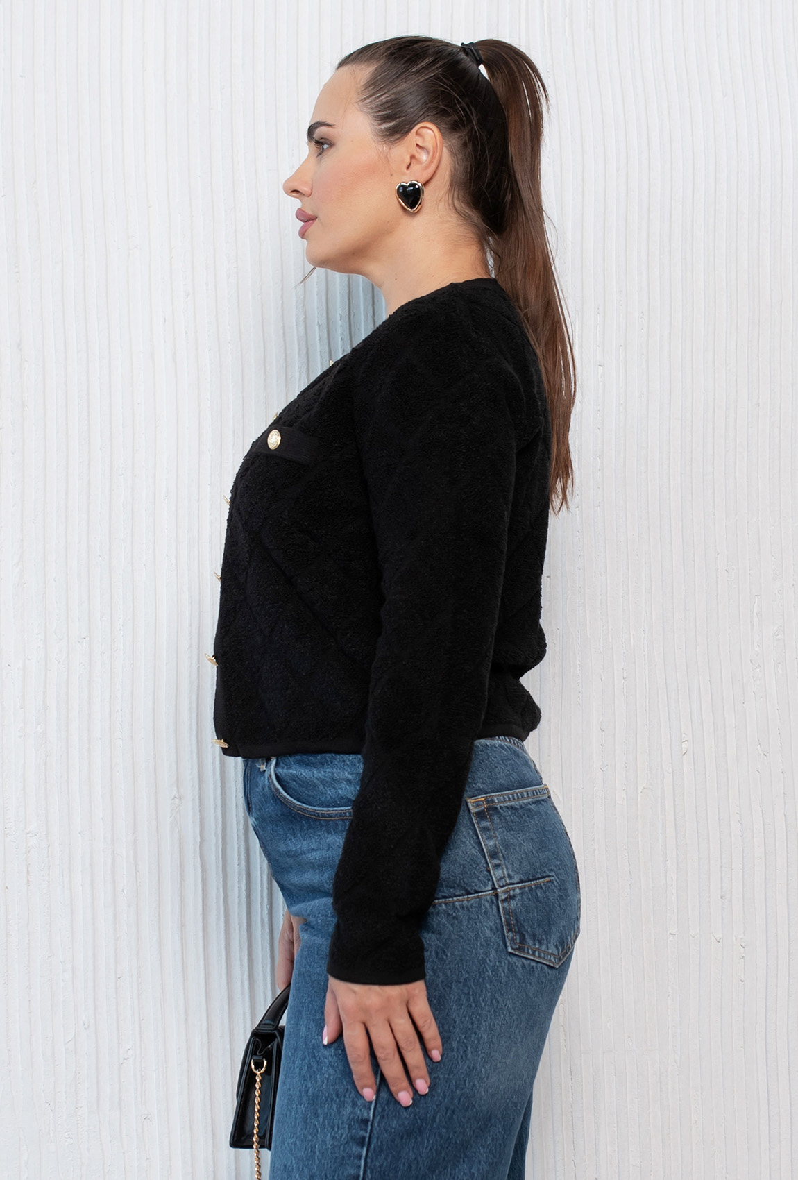 Черная вязаная кофта с пуговицами —  518354. Maritel. Изображенние 1
