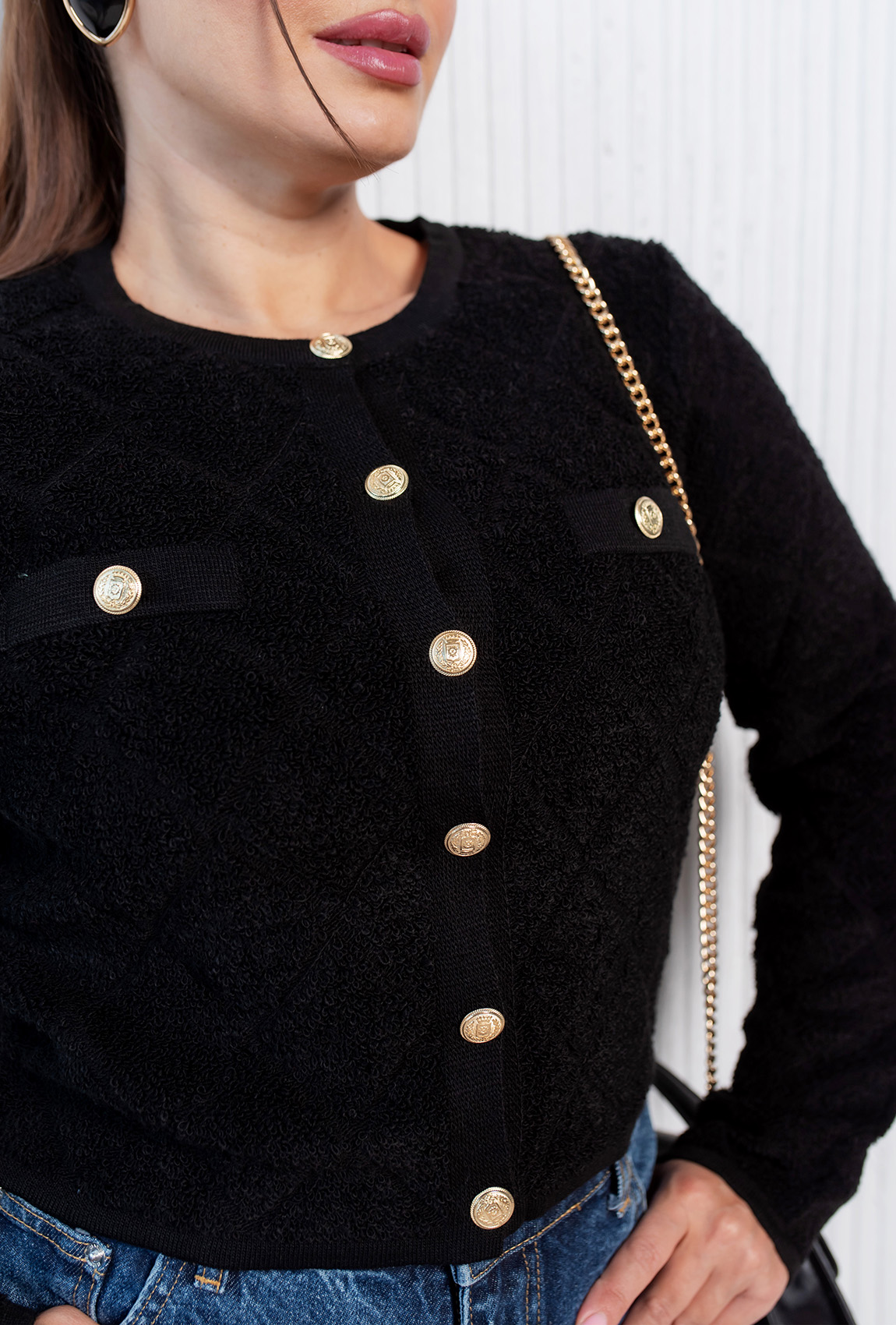 Черная вязаная кофта с пуговицами —  518354. Maritel. Изображенние 4