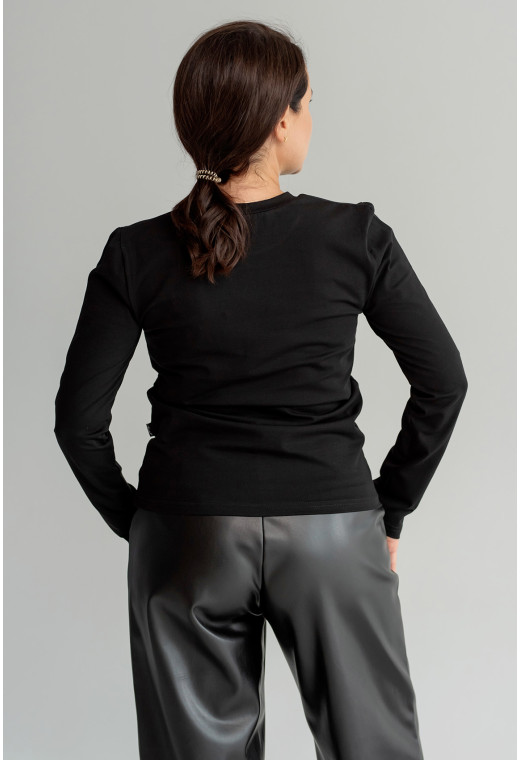 Чорний лонгслів Perfect mood —  977376. Maritel. Зображення 2 Чорний лонгслів Perfect mood —  977376. Maritel. Зображення 2