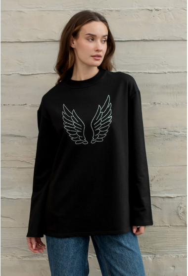 Чорний лонгслів крила. Maritel. Зображення 1