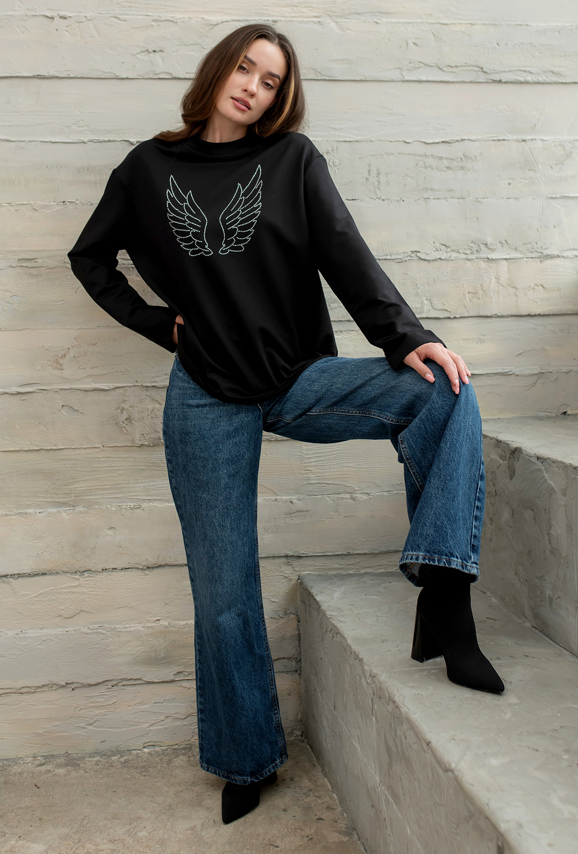 Чорний лонгслів крила —  402312. Maritel. Зображення 5